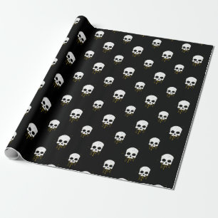 Presente Caveira com papel de enrolamento de pistas amarela