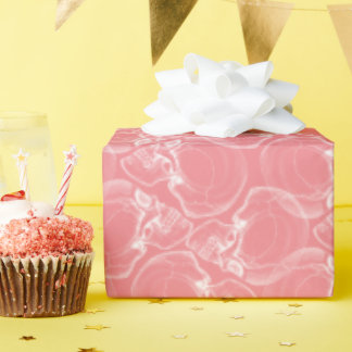 Presente Caveira sobre papel de enrolamento rosa