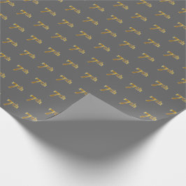 Presente Cinza, 7 Dourado Faux (7º) Papel de embrulhamento