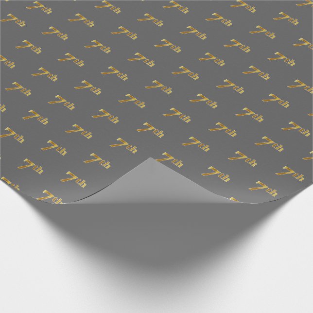 Presente Cinza, 7 Dourado Faux (7º) Papel de embrulhamento  (Ponta)