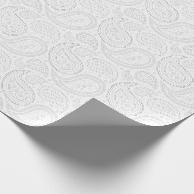 Presente Cinzas de Paisley no papel de envolvimento branco (Ponta)