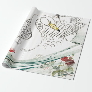 Presente CISNE COM papel de envolvimento das FLORES