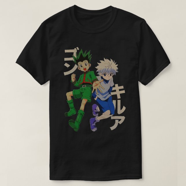 presente Clássico de Camisa Gon e killua, para hom (Frente do Design)
