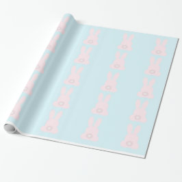 Presente Coelhinhos cor-de-rosa no papel de enrolamento azu