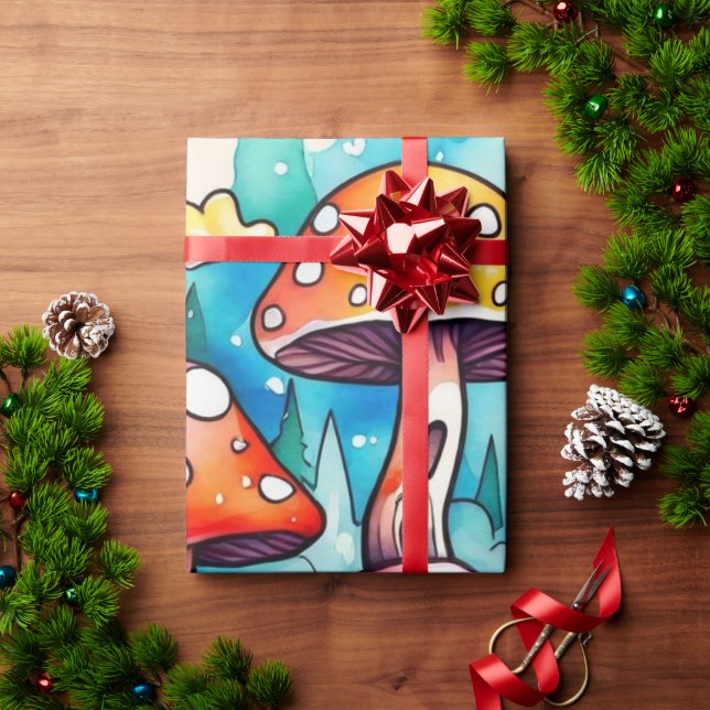 Presente Cogumelos cúbicos padrão de cúpula Papel de enrola (Presente de Natal)