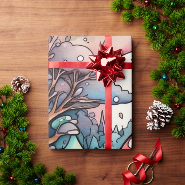 Presente Cogumelos cúbicos padrão de cúpula Papel de enrola (Presente de Natal)