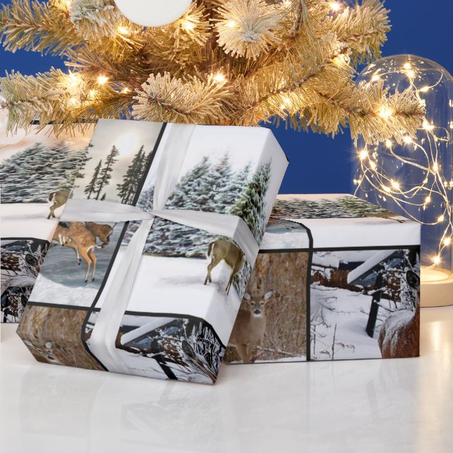 Presente Colagem de Cervos da Estação de Inverno Papel de E (Feriados)