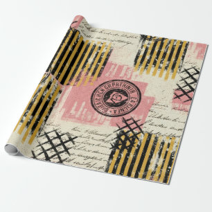 Presente Colagem Vintage de Mídia Mista - Papel Danificado