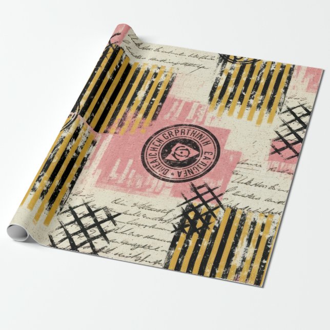 Presente Colagem Vintage de Mídia Mista - Papel Danificado  (Desenrolado)