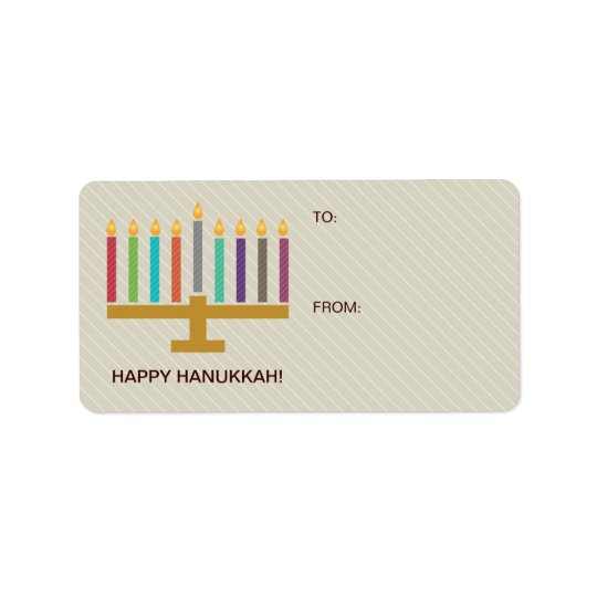 Presente colorido de Menorah Hanukkah Etiqueta De Endereço