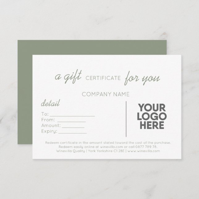 Presente comercial de manuscrito verde de sábio co (Frente/Verso)