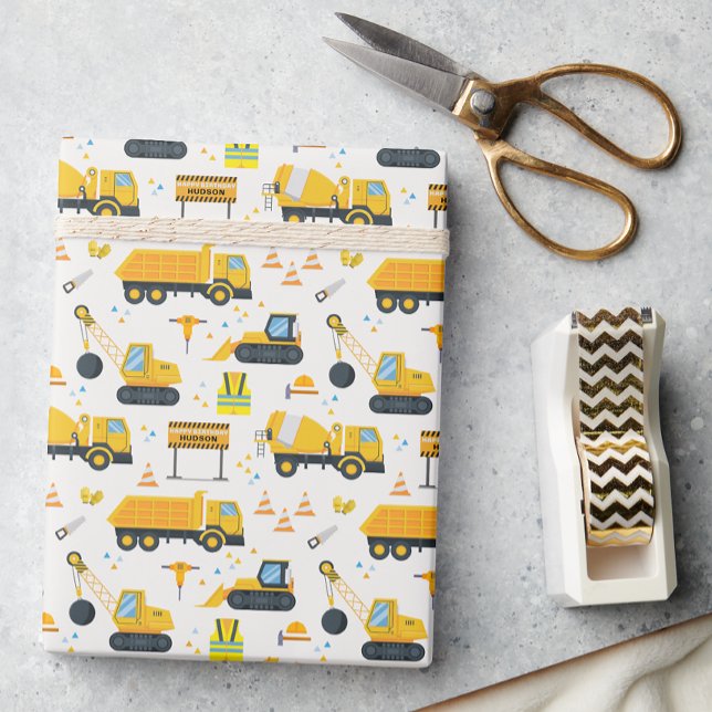 Presente Construção de Papel de Embalagem de Aniversário -  (Happy Birthday Personalized Wrapping Paper)