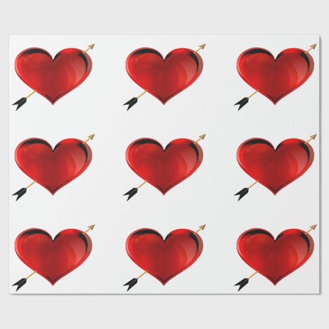 Presente Coração com papel de enrolamento da seta (Aberto)