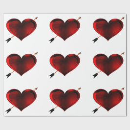 Presente Coração Escuro Com Papel Dourado De Enrolamento De