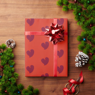 Presente Corações Cheios - Borgonha e Vermelho - Papel de E