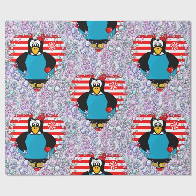 Presente Corações de pinguins de papel para enrolamento de  (Aberto)