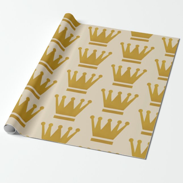 Presente Coroa do ouro do papel de envolvimento (Desenrolado)