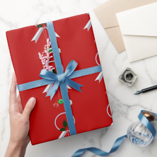 Presente Corrente De Prata Com Bells De Jingle Papel Vermel
