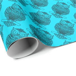 Presente Coruja (azul neon) - Papel de enrolamento