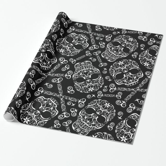 Presente Crânio laçado & papel de envolvimento do teste (Desenrolado)