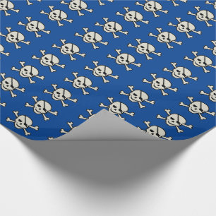 Presente Crânio - Papel de enrolamento brilhante azul, 30"