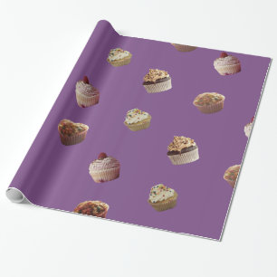 Presente Cupcakes, papel de envolvimento lustroso roxo