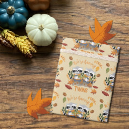 Presente Cute Raccoons Gêmeos Papel novo para moldagem de b