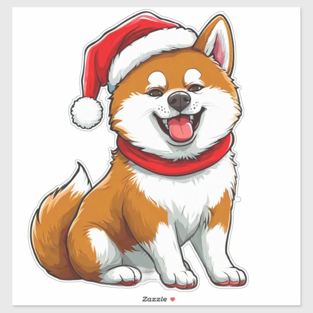 🎁Presente de Adesivo de Cachorro de Natal Akita I (Folha)