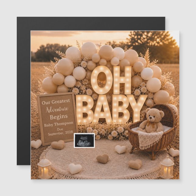 Presente de anúncio de gravidez Oh Baby Neutral  (Frente/Verso)