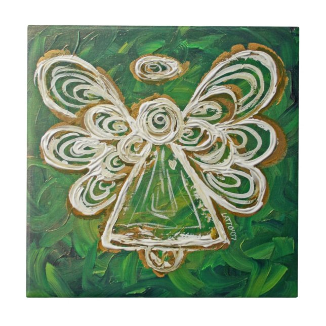Presente de Azulejo de Anjo Verde (Frente)