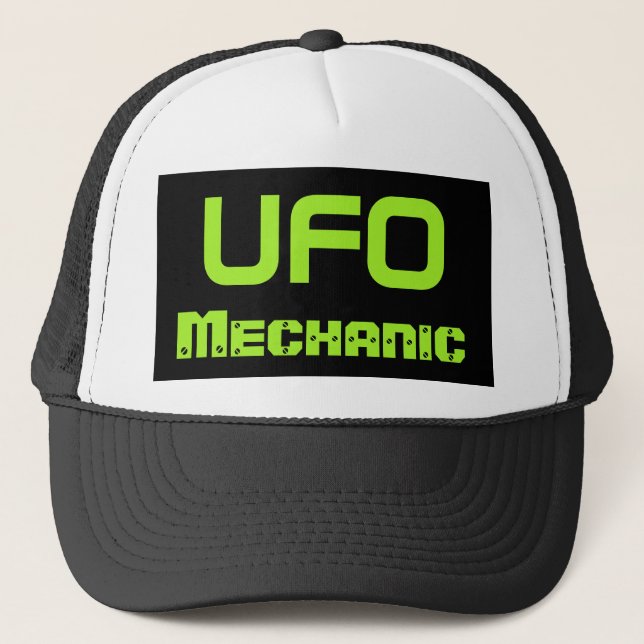 Presente de boné de mecânico alienígena OVNI engra (Frente)