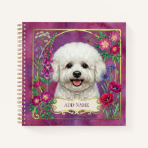Presente de Caderno Personalizado Rosa Bichon Fris