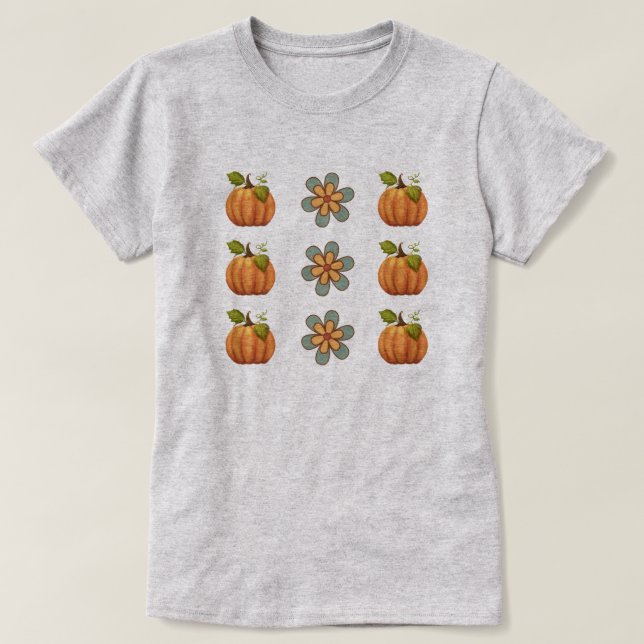 presente de camisa para a flor de abóbora de hallo (Frente do Design)