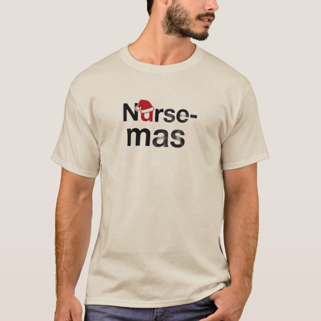 Presente de Camiseta de Natal Nurse-mas - Frente e (Frente)