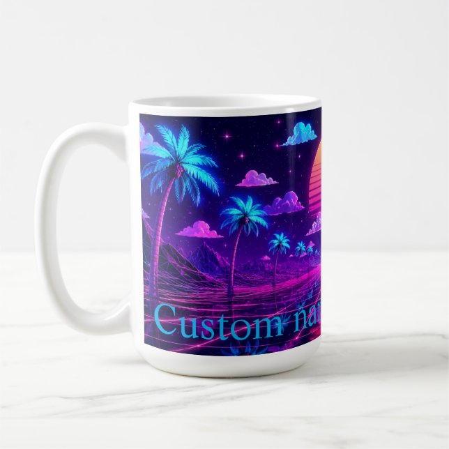 Presente de Caneca de Café da Manhã Neon Synthwave (Esquerda)