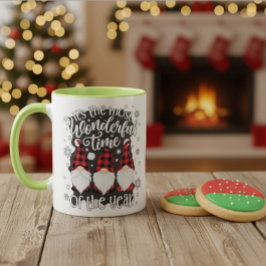 Presente de Caneca de Natal Xadrez Caminhão Gnomo 