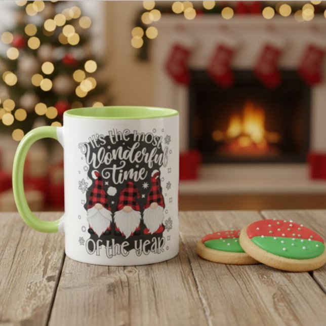 Presente de Caneca de Natal Xadrez Caminhão Gnomo  (Criador carregado)