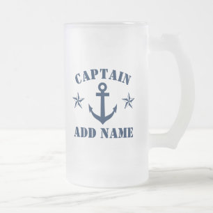 Presente de caneca de vidro fosco náutico para mar