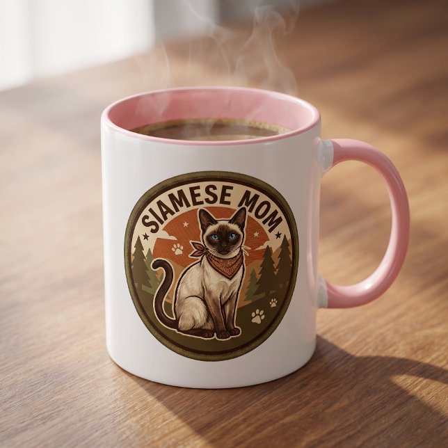 Presente de Caneca para Mãe de Gato Siamês (Criador carregado)