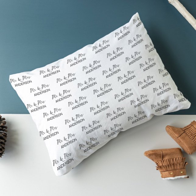 Presente de casamento Sr. e Sra. cama personalizad (Mr and Mrs personalized name collage pillow wedding gifts)