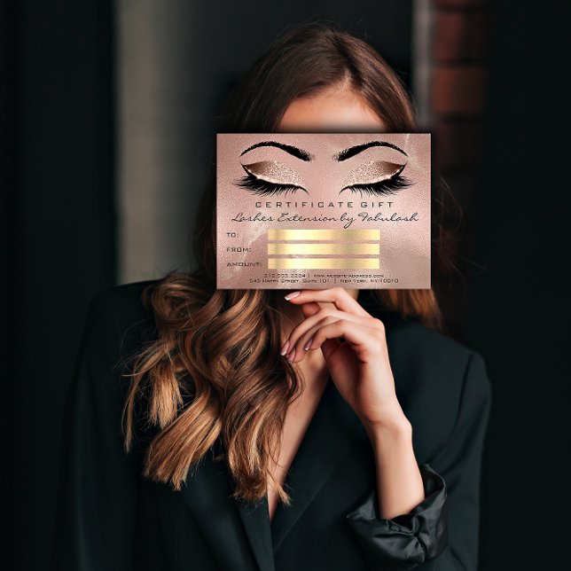 Presente de Certificado de Artista de Maquiagem Do (Lashes Rose Gold Makeup Artist Certificate Gift )