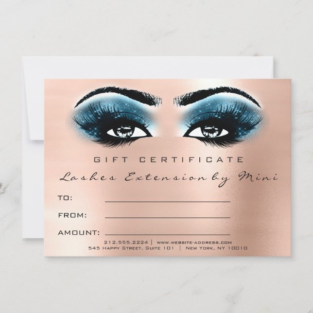 Presente de Certificado de Maquiagem Azul Rosa Ros (Frente)