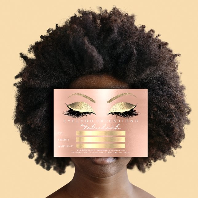 Presente de Certificado de Maquiagem Dourada de Ro (Lux Lashes Pink Rose Gold Makeup Certificate Gift )
