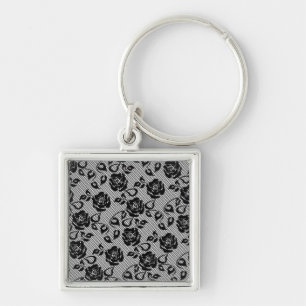 Presente de Chaveiro de Rosa de Fishnet Preto Faux