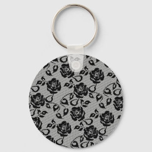 Presente de Chaveiro de Rosa de Fishnet Preto Faux