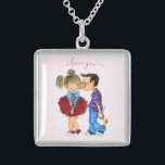 Presente de colar de Casal romântico - Amor - Text<br><div class="desc">Doce Casal Romântico - Amor - Eu Amo - Beijo Bonito e Menina - Pintura Divertida - Escolha / Adicione Seu Texto / Nome / Cor Único - Faça seu presente especial - Redimensionar e mover ou remover / adicionar elementos - imagem / texto com ferramenta de personalização. Pintura e...</div>