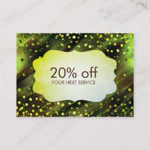 Presente de Desconto de Confetti Green Coupon Card