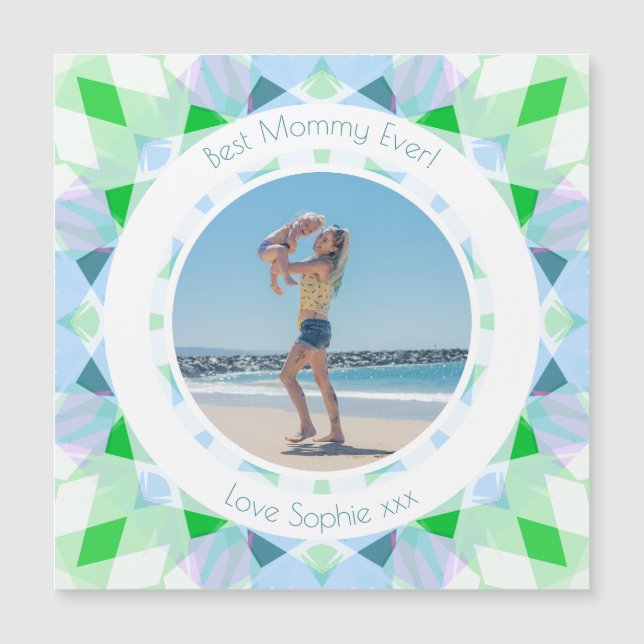 Presente de Foto do Dia da Mãe Verde Azul bonito (Frente)