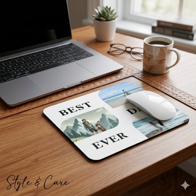 Presente de Foto do Papai Mouse Pad Design de Três (Dad Photo Gift Mouse Pad Three Picture Design)