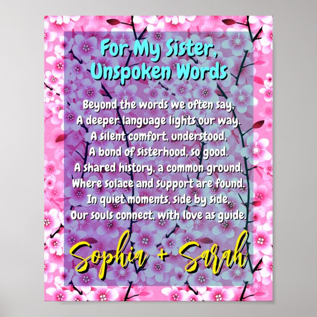 Presente de irmã exclusiva | Poem Poster para ela (Frente)